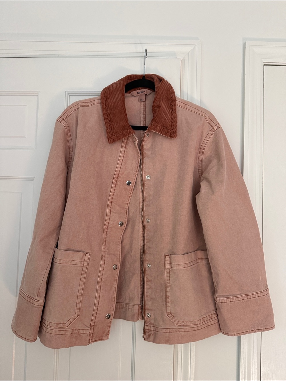 Old Navy Dusty Pink barn Jacket with Corduroy Collar